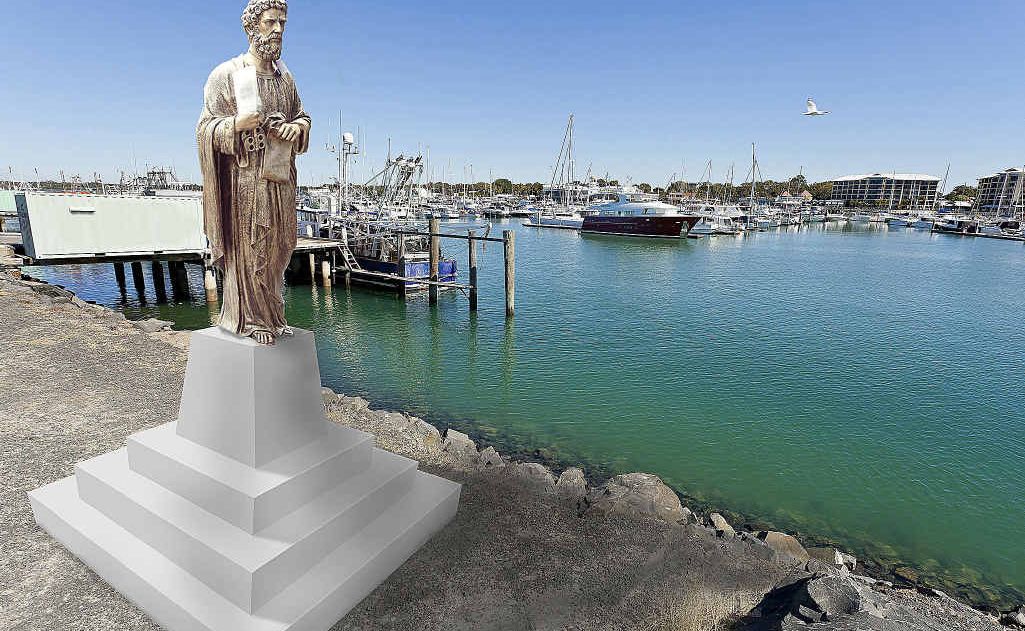 An artist’s impression of a St Peter statue to be erected at Urangan. An artist’s impression of a St Peter statue to be erected at Urangan.